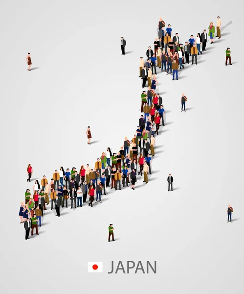 日本地図フォームの人々 の大規模なグループ。プレゼンテーションの背景. — ストックベクタ