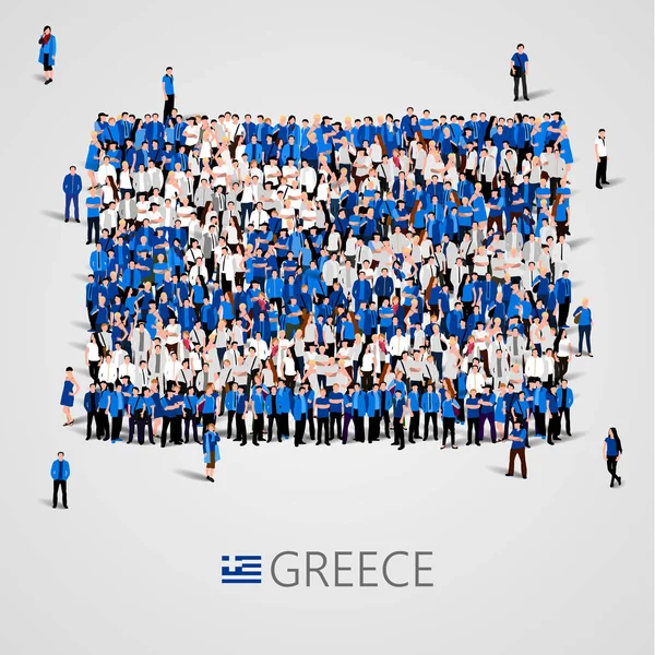 Nagy csoport ember, a Görögország lobogója alakja. Görög Köztársaság. — Stock Vector