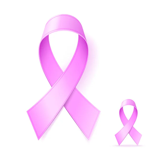 Nastro rosa, Nastro rosa realistico, simbolo di consapevolezza del cancro al seno, isolato su sfondo bianco, eps10, Illustrazione vettoriale — Vettoriale Stock