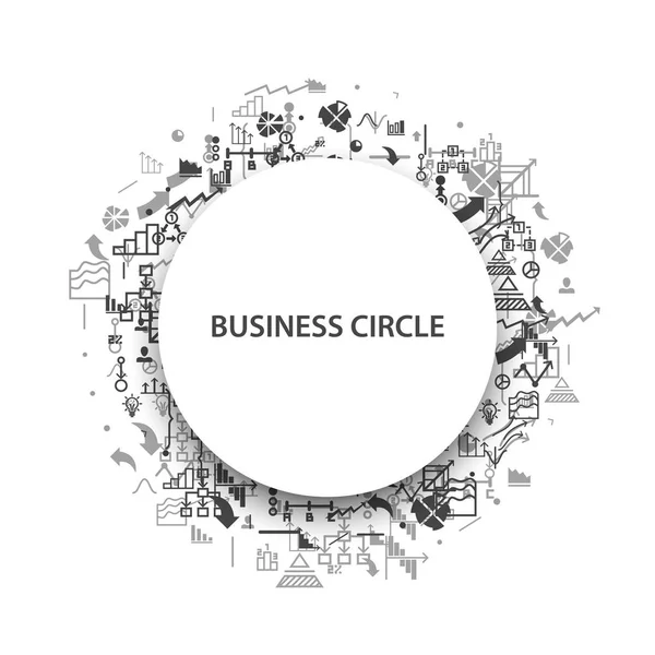 白い背景のタイトル ビジネス サークルとサークルとして形の黒と白のアイコンを設定のセット。ベクトル図 — ストックベクタ