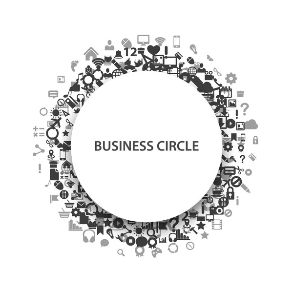 Un ensemble d'icônes noires et blanches en forme de cercle avec un titre Business circle. Illustration vectorielle — Image vectorielle