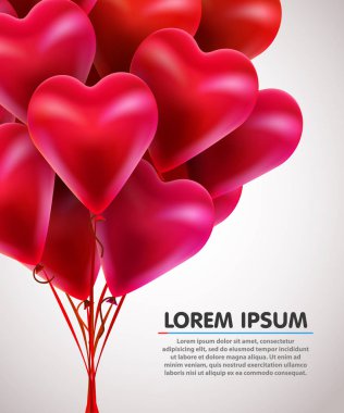 Grup kırmızı balon kalplerin uçan. Sevgililer günü