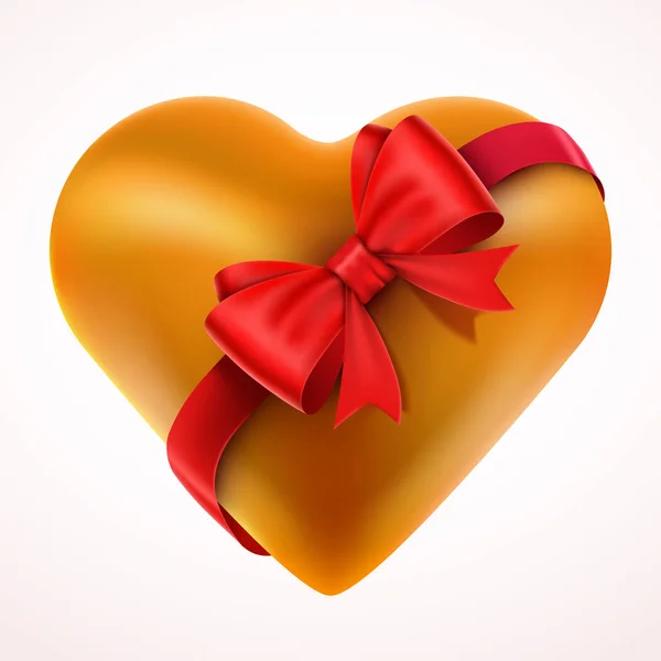 Cadeau Valentine Heart jaune avec arc et ruban adhésif . — Image vectorielle
