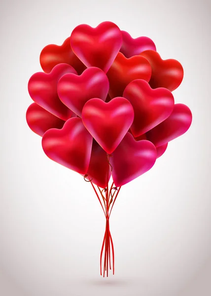 Un montón de corazones de globos rojos. Día de San Valentín — Archivo Imágenes Vectoriales