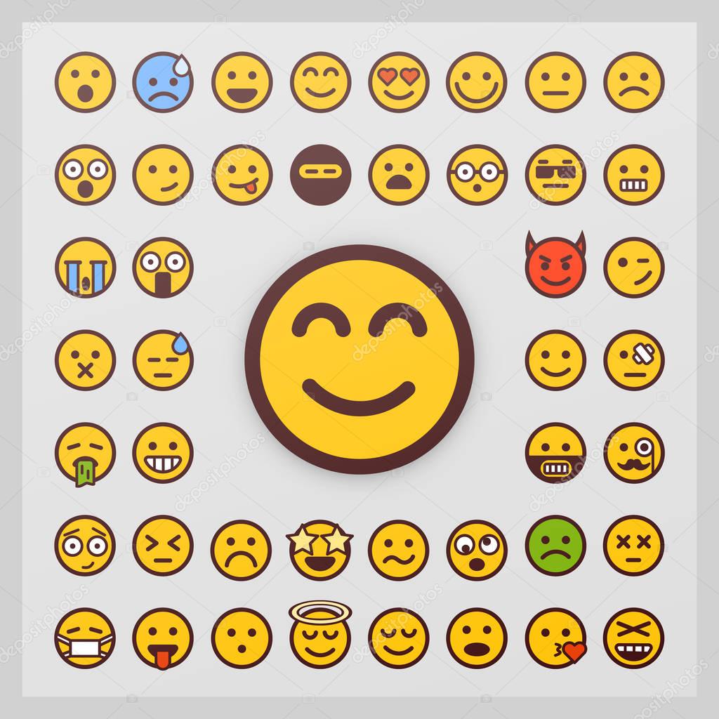 Set of emoticon vector isolated on white background. Emoji vector. Smile icon collection.