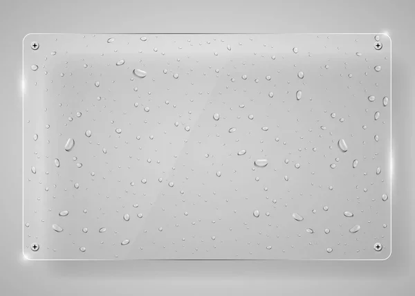 Verre mouillé. Gouttes morceau de verre transparent. Concept de pluie . — Image vectorielle