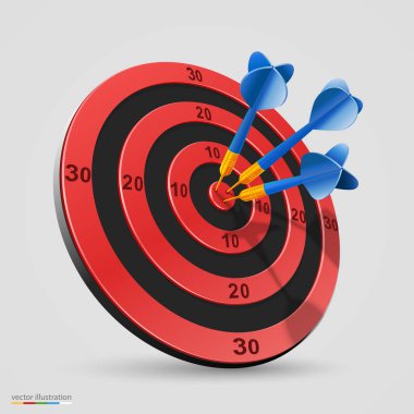 Hedef Dart ile 3d kutsal kişilerin resmi, vektör hedef illüstrasyon