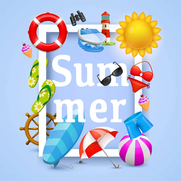 Zomer cover design-elementen. Vector afbeelding achtergrond. Geluk concept. — Stockvector