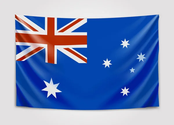 Hängande flagga Australien. Samväldet Australien. Flagga-konceptet. — Stock vektor