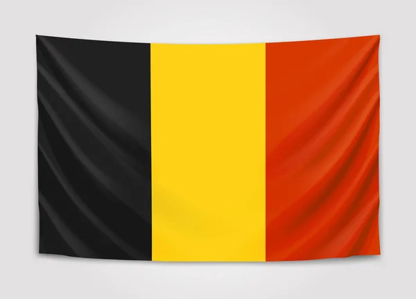Visí vlajka Belgie. Belgické království. Koncepce státní vlajka. — Stockový vektor