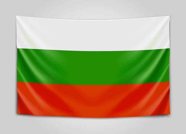 Bandera colgante de Bulgaria. República de Bulgaria. Concepto de bandera nacional . — Archivo Imágenes Vectoriales