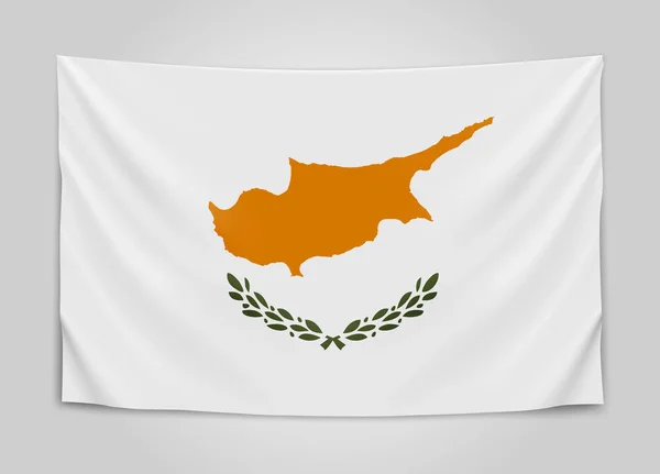 Hanging flag of Cyprus. Republic of Cyprus. National flag concept. — Stock Vector