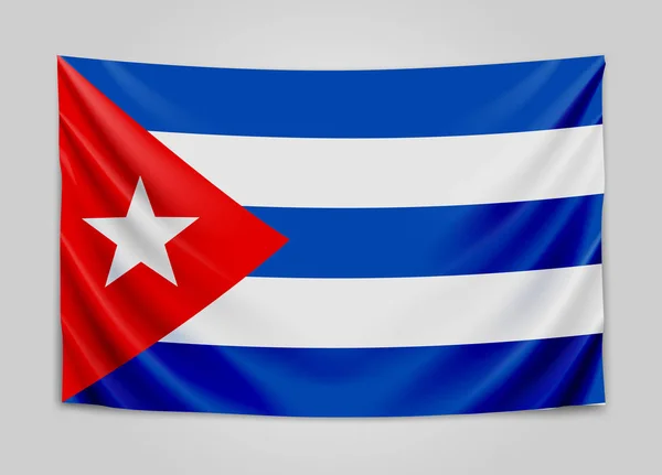 Bandeira pendurada de Cuba. República de Cuba. Conceito de bandeira nacional cubana . — Vetor de Stock