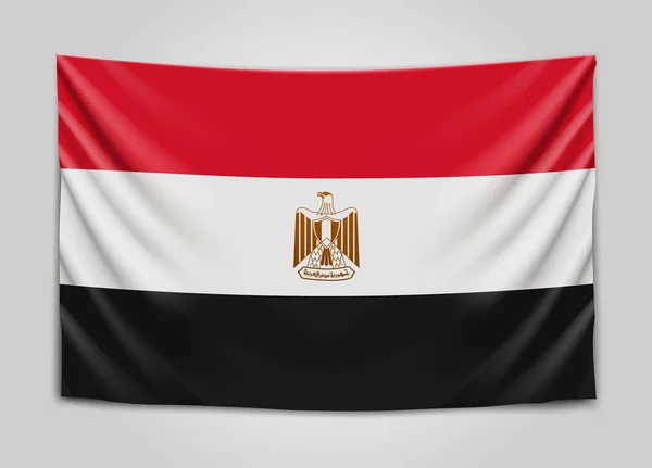 Bandera colgante de Egipto. República Árabe de Egipto. Concepto de bandera nacional . — Vector de stock