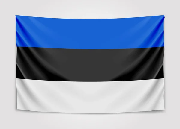 Bandiera sospesa dell'Estonia. Repubblica di Estonia. Concetto bandiera nazionale . — Vettoriale Stock