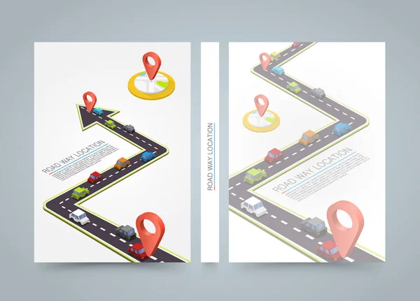 Weg op de weg. banner roadbook. A4-papier, Vector achtergrond — Stockvector