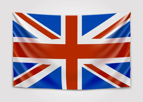 Büyük Britanya bayrağı asılı. Birleşik Krallık of Büyük Britanya ve Kuzey İrlanda. İngiliz ulusal bayrak kavramı. — Stok Vektör