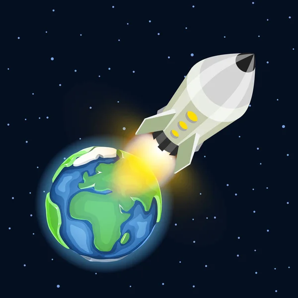 Lanzamiento de cohetes espaciales. Idea creativa de inicio, ilustración vectorial — Vector de stock