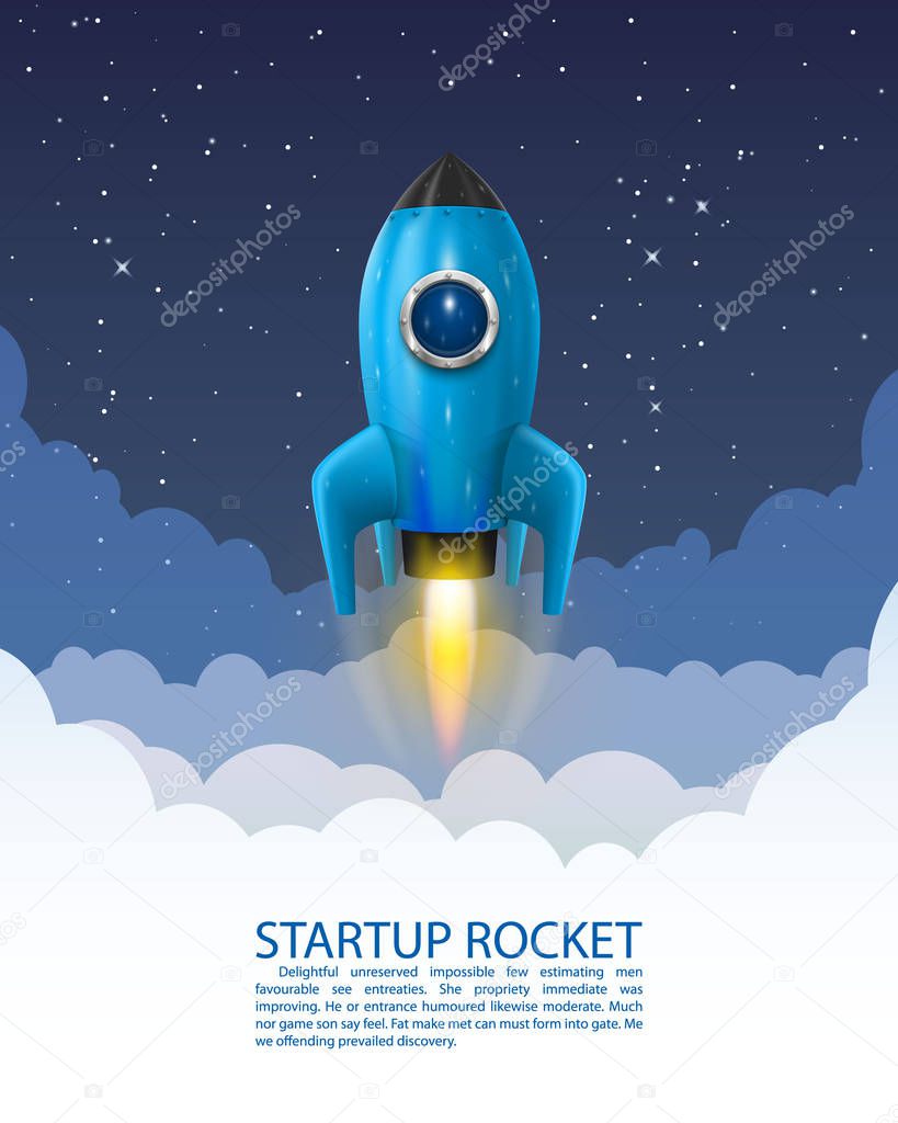 Space rocket launch, Startup creative idea, Rocket background, Vector illustration