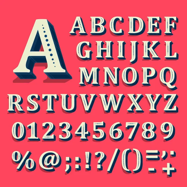 Rode en witte lettertype op zwarte achtergrond. Het alfabet bevat letters — Stockvector