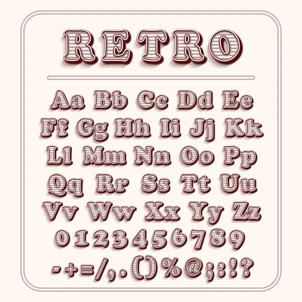 Ρετρό γραμματοσειρά σε ελαφρύ κόκκινο φόντο. Το αλφάβητο περιέχει γράμματα — Διανυσματικό Αρχείο