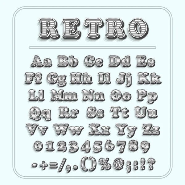 Ретро шрифт на світло-блакитному фоні. Алфавіт містить літери — стоковий вектор