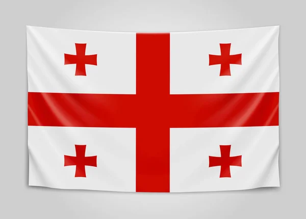 Bandera colgante de Georgia. Georgia. Concepto de bandera nacional . — Vector de stock