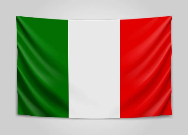 Hanging bandeira da Itália. República Italiana. Conceito de bandeira nacional . —  Vetores de Stock