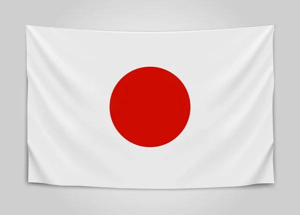 Drapeau suspendu du Japon. Le Japon. Concept de drapeau national japonais . — Image vectorielle