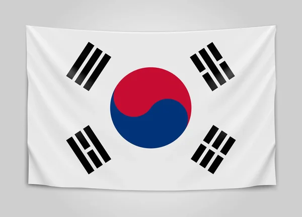 Hängande flagga Korea. Republiken Korea. Flagga-konceptet. — Stock vektor