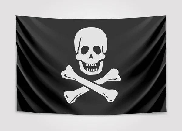 Drapeau de pirate suspendu. Illustration vectorielle . — Image vectorielle