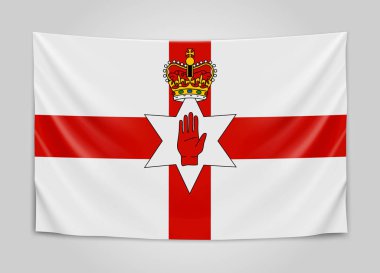 Kuzey İrlanda bayrağı asılı. Kuzey İrlanda. Ulusal bayrak kavramı.