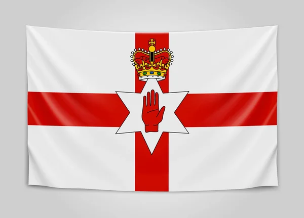 Bandera colgante de Irlanda del Norte. Irlanda del Norte. Concepto de bandera nacional . — Vector de stock