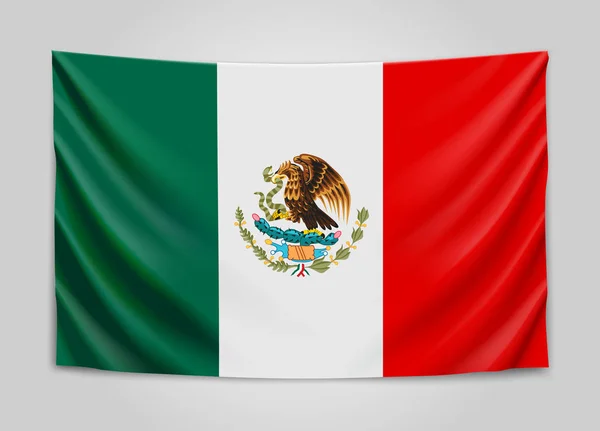 Κρέμονται σημαία του Μεξικού. Ηνωμένες Πολιτείες του Μεξικού. Εθνική σημαία έννοια. — Διανυσματικό Αρχείο