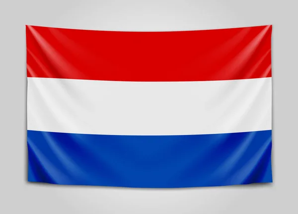 네덜란드의 국기를 걸고. 네덜란드. 네덜란드 국기 개념. — 스톡 벡터