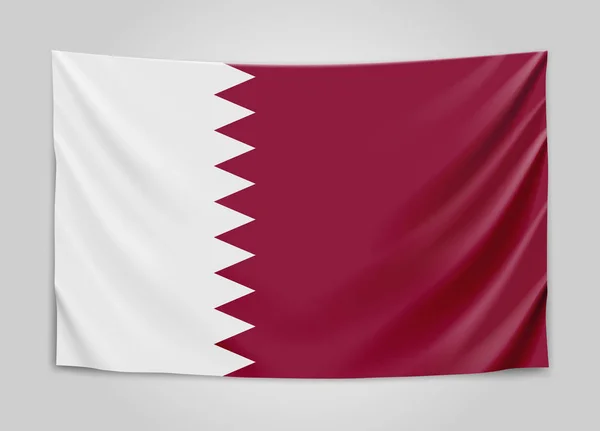 Κρέμονται σημαία του Κατάρ. Κράτος του Κατάρ. Εθνική σημαία έννοια. — Διανυσματικό Αρχείο