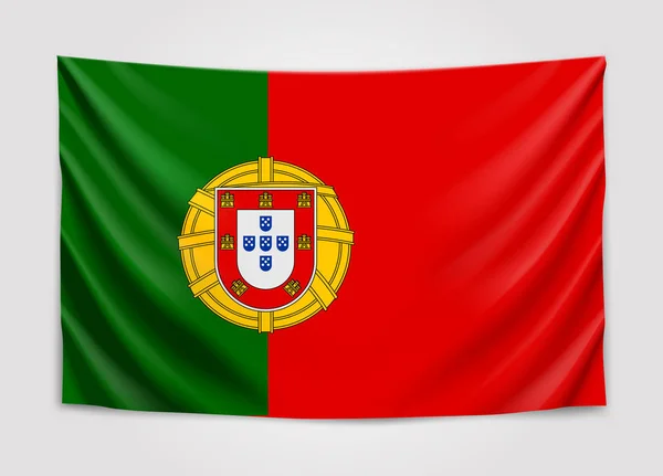 Bandera colgante de Portugal. República Portuguesa. Concepto de bandera nacional . — Archivo Imágenes Vectoriales