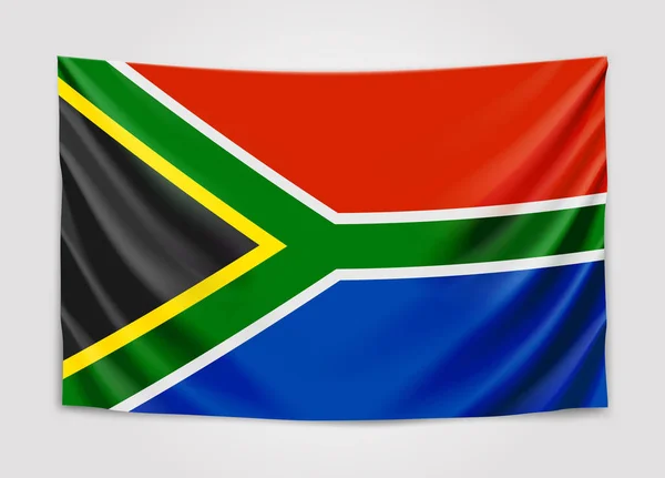 Bandeira pendurada da África do Sul. República da África do Sul. Conceito de bandeira nacional RSA . — Vetor de Stock