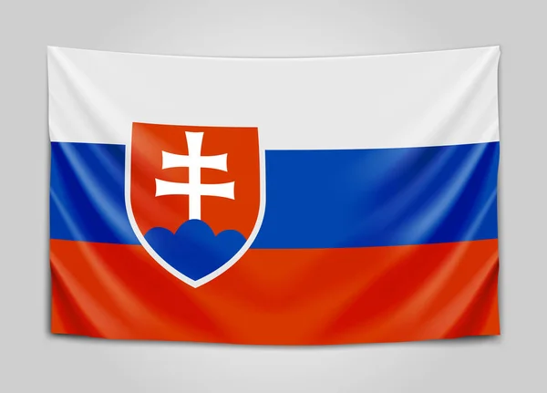 Hängande Slovakiens flagga. Slovakiska republiken. Flagga-konceptet. — Stock vektor