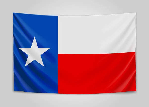 Hängande Texas flagga. Statligt flagga koncept. — Stock vektor