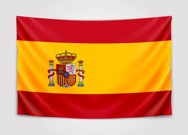 Bandeira pendurada de Espanha. Reino de Espanha. Conceito de bandeira nacional . — Vetor de Stock