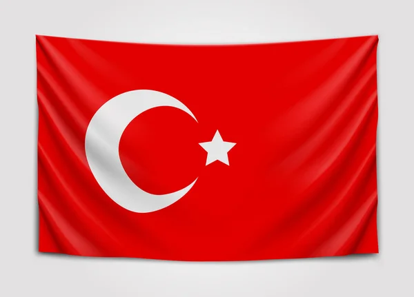 Bandera colgante de Turquía. República de Turquía. Concepto de bandera nacional . — Vector de stock