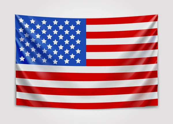 Bandeira pendurada dos EUA. Estados Unidos da América. Conceito de bandeira nacional . — Vetor de Stock