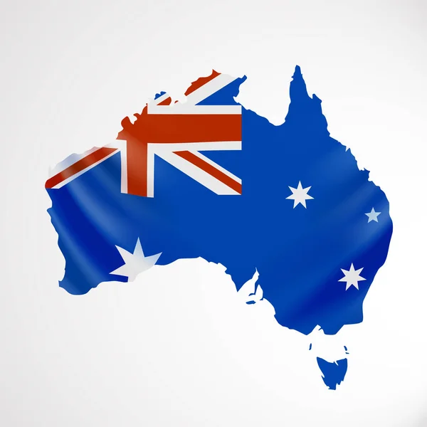 Hängande Australien flaggan i form av karta. Samväldet Australien. Flagga-konceptet. — Stock vektor