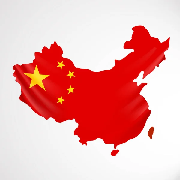 Flaga Chin w formie mapy. Chińskiej Republiki Ludowej. Flaga narodowa koncepcja. — Wektor stockowy