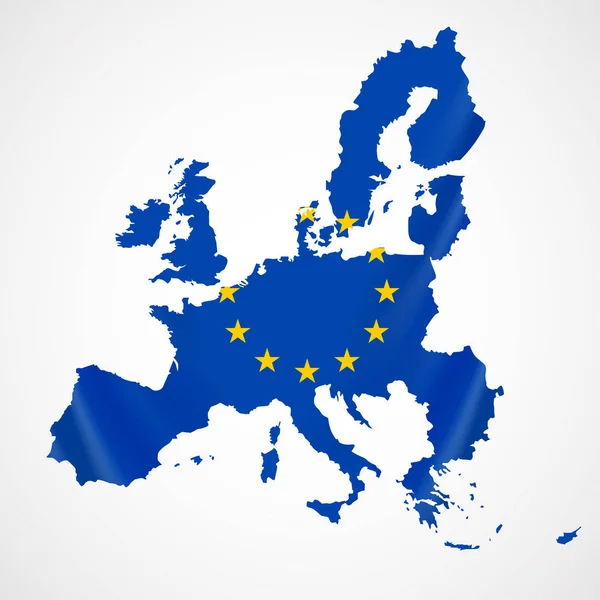 Mappa dell'Unione europea e illustrazione della bandiera dell'UE . — Vettoriale Stock