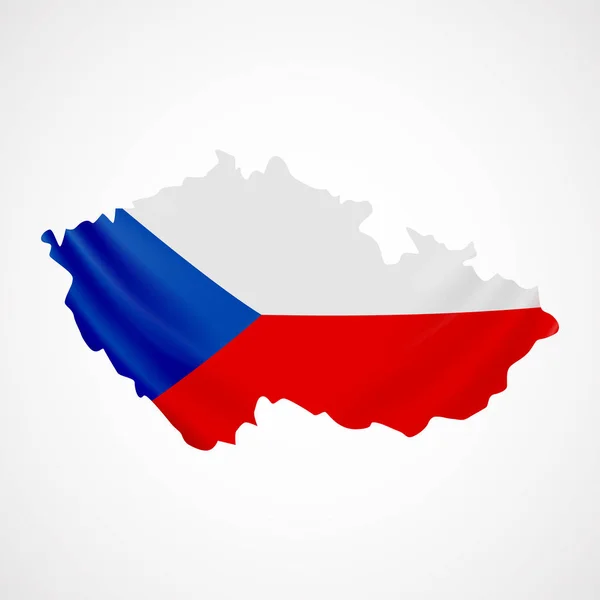 Hängande Tjeckiska flaggan i form av karta. Tjeckien. Flagga-konceptet. — Stock vektor