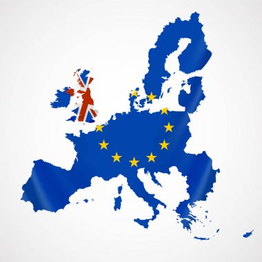 Avrupa Haritası Avrupa Birliği üye ve İngiltere veya Amerika Birleşik Devletleri ile brexit içinde.