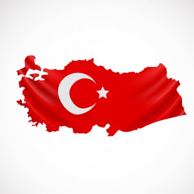 Türkiye'nin bayrak harita şeklinde asılı. Türkiye Cumhuriyeti. Ulusal bayrak kavramı.