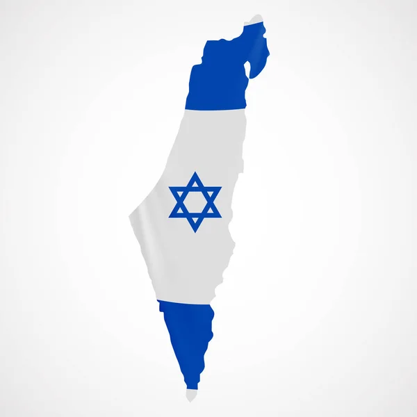 Colgando la bandera de Israel en forma de mapa. Estado de Israel. Concepto de bandera nacional israelí . — Vector de stock